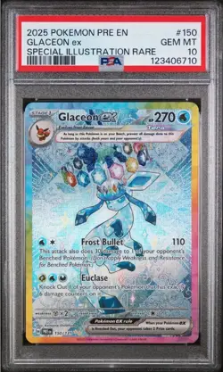 Pokemon Glaceon EX Prismatic Evolutions Special Illustration Rare #150 PSA 10🔥 - Image 1