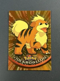 Growlithe #58 Topps Black Logo Textured Radiant Holo Full Art Pokemon Card NM - Image 1