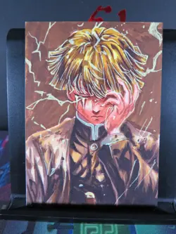 Zenitsu Agatsuma Hand Drawn 1/1 Auto Sketch Art Card Studio Demon Slayer - Image 1