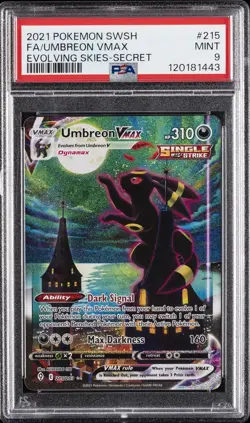 2021 POKEMON SWORD & SHIELD EVOLVING SKIES SECRET FULL ART/UMBREON VMAX PSA 9 - Image 1