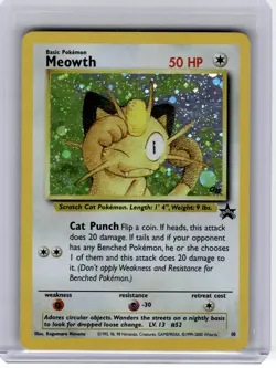 2000 Pokemon—Meowth #10 WoTC Promo—Black Star Promo Holo [Heavily Played] - Image 1