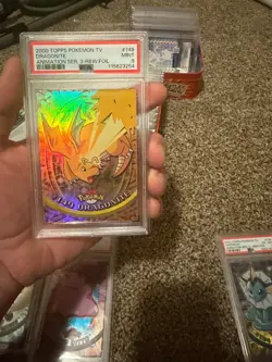 2000 Topps Pokemon Series 3 #149 Dragonite Animation Ser. 3 Rainbow Foil PSA 9 - Image 1