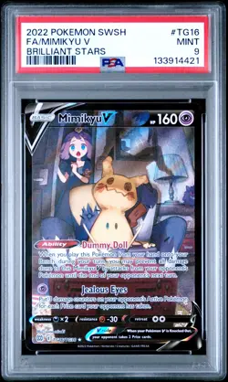 Mimikyu V TG16 Brilliant Stars Pokemon PSA 9 - Image 1