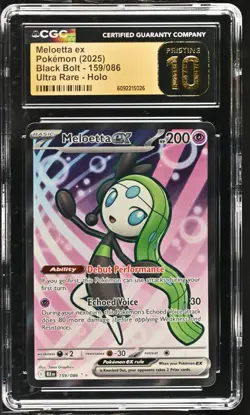 (CGC 10 Pristine) Pokemon Card - 2025 Meloetta ex 159/086 - Black Bolt - Image 1