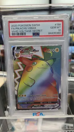 Pokemon Pikachu TCG VMAX 188/185 Rainbow Secret Rare Vivid Voltage SWSH PSA 10 - Image 1