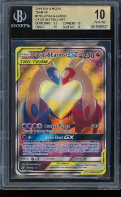 2019 Pokemon Latios & Latias GX Team Up Full Art Sun & Moon #170 BGS 10 PRISTINE - Image 1