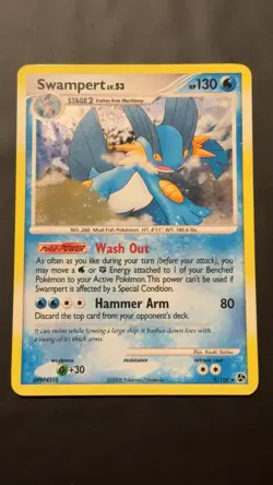 Swampert LV. 53 Holo Diamond And Pearl CLEAN SWIRL POKEMON VINTAGE - Image 1
