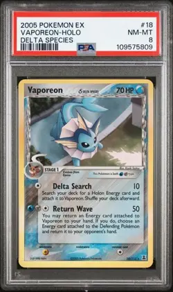 Pokemon PSA 8 Vaporeon #18 Holo Delta Species 2005 English - Image 2
