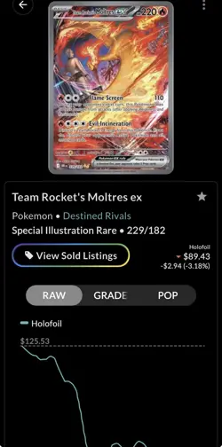 Team Rocket’s Moltres ex 229/182 SIR Destined Rivals Pokemon Scarlet Violet 🔥 - Image 2
