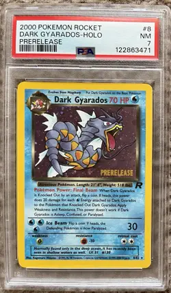 2000 Pokemon Rocket Prerelease #8 Dark Gyarados Holo PSA 7 - Image 1