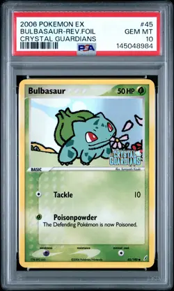 2006 POKEMON EX CRYSTAL GUARDIANS #45 BULBASAUR-REVERSE FOIL PSA 10 - Image 1