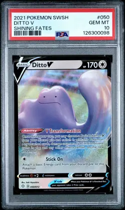 2021 POKEMON SWORD & SHIELD SHINING FATES #050 DITTO V PSA 10 - Image 1