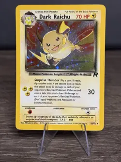 Dark Raichu 83/82 Holo Rare Team Rocket SecretRare Pokemon Card WOTC SWIRL LP/NM - Image 1