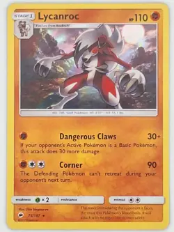 Lycanroc 75/147 Pokemon - Holo Sun & Moon Burning Shadows MP - Image 1