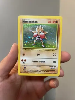 Pokemon TCG Hitmonchan Base Set 7/102 Holo Rare 1999 LP - Image 1