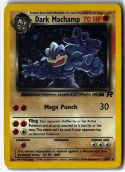 Dark Machamp ⭐ 10/82 WOTC Holo Rare Team Rocket 2000 Pokemon LP/MP - Image 1