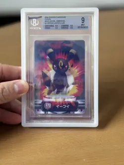 Pokemon Lenticular Evo Eevee, Umbreon, & Espeon 2004 Bandai Carddass BGS 9 MINT - Image 1