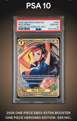 One Piece Card Game TCG Nico Robin EB03-055 Heroines Edition Alt Art SP PSA 10 - Image 1