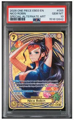One Piece Card Game TCG Nico Robin EB03-055 Heroines Edition Alt Art SP PSA 10 - Image 2