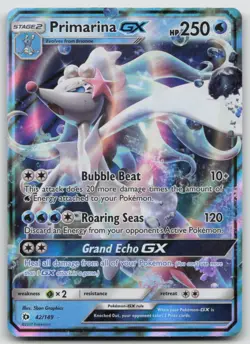 Pokemon Card Primarina GX Ultra Rare SM Base Set 42/149 - Image 1