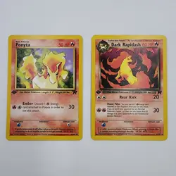 1st Edition Team Rocket Dark Rapidash 44/82 and Ponyta Pokemon Card NM-Mint Set - Image 1