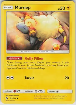 Pokemon Mareep (75) 75/214 SM - Lost Thunder Common NM - Image 1