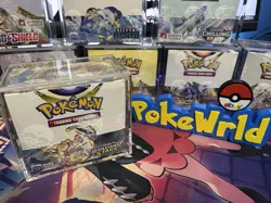 Pokemon SWSH Brilliant Stars Booster Box Factory Sealed - w/ Acrylic Case - Image 1