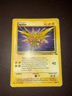 Pokemon! Zapdos - Fossil - Rare - 30/62 - Damaged! - Image 1