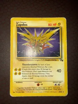 Pokemon! Zapdos - Fossil - Rare - 30/62 - Damaged! - Image 2