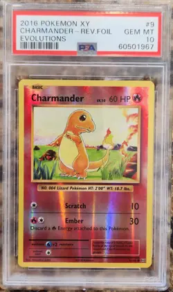 2016 Pokemon XY Evolutions Charmander Reverse Foil #9 PSA 10 - Image 1