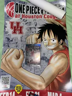 One Piece Monkey.D.Luffy US College Basketball Promo Card WITH POSTER *SEALED* - Image 1
