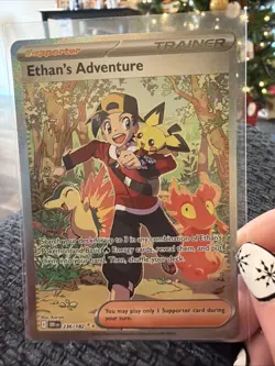 Pokemon TCG Destined Rivals Ethan's Adventure Full Art Trainer Card 236/182 SIR - Image 1