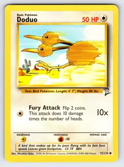 Doduo 72/130 Base Set 2 Pokemon Card TCG Vintage WOTC Nintendo Common - Nm - Image 1
