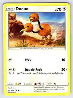 Doduo 150/214 2019 S&M Unbroken Bonds Pokemon Card TCG Non Holo Common - Nm - Image 1