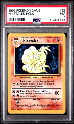 1999 Pokemon Base Set Ninetales Holo #12 – PSA 7 NM – WOTC Vintage - Image 1