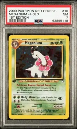 Pokemon Neo Genesis 10/111 Meganium 1ST Edition PSA 7 2000 - Image 1