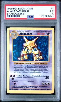 Alakazam Holo Shadowless PSA 5 1999 Pokemon Base Set Shadowless #1 - Image 1