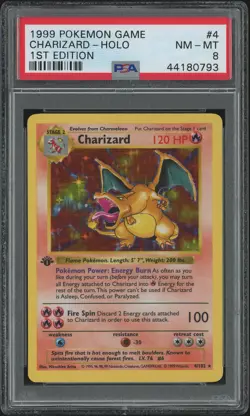 1999 POKEMON BASE SET 1ST EDITION #4 CHARIZARD-HOLO PSA 8 - Image 1
