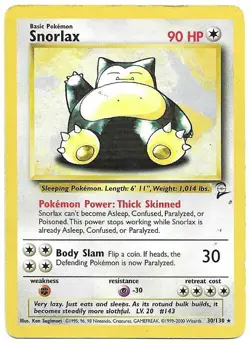 1999-2000 Wizards Pokemon Base Set 2 SNORLAX Card 30/130 - Used - Image 1