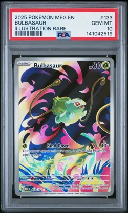 2025 Pokemon Mega Evolution Bulbasaur Illustration Rare PSA 10 #133/132 - Image 1