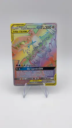Pokemon 2019 Moltres & Zapdos & Articuno GX NM Rainbow 69/68 Hidden Fates NM - Image 1