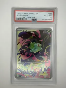 PSA 10 BULBASAUR 133/132 POKEMON TCG MEGA EVOLUTION BASE SET ILLUSTRATION RARE - Image 1