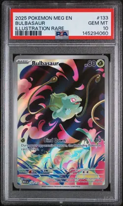 2025 POKEMON MEG EN-MEGA EVOLUTION ILLUSTRATION RARE #133 BULBASAUR PSA 10 - Image 1