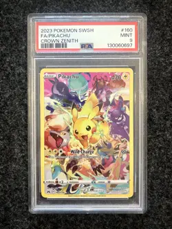 PSA 9 Pikachu #160/159SWSH: Crown Zenith Secret Rare Full Art Pokemon TCG - Image 1