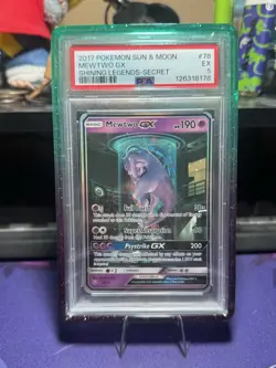2017 Pokemon Sun & Moon Mewtwo GX #78 Shining Legends-Secret PSA 5 - Image 1