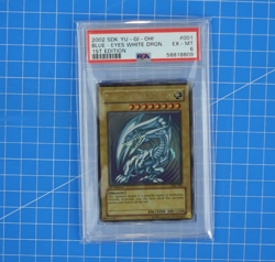 2002 Blue Eyes White Dragon 1st Edition SDK-001 Ultra Rare AE Yugioh Card PSA 6 - Image 1
