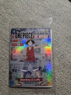 One Piece Monkey D. Luffy US Voyage College Basketball Card Rutgers 1/27 IN HAND - Image 1