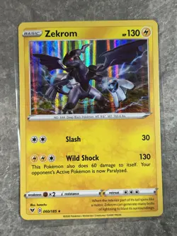 Zekrom 060/185 Pokemon TCG Card Swsh04: Vivid Voltage Holo Rare (Near Mint) 1 - Image 1