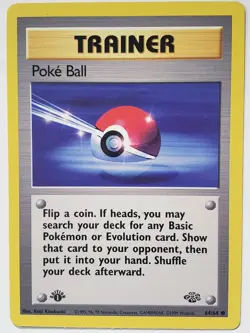 1ST EDITION Poke Ball 64/64 VLP - 1999 Jungle Pokemon Card - Keiji Kinebuchi Art - Image 1