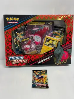 Pokemon Crown Zenith REGIDRAGO V Collection Box + 1 BOOSTER PACK New & Sealed 820650851834 - Image 1